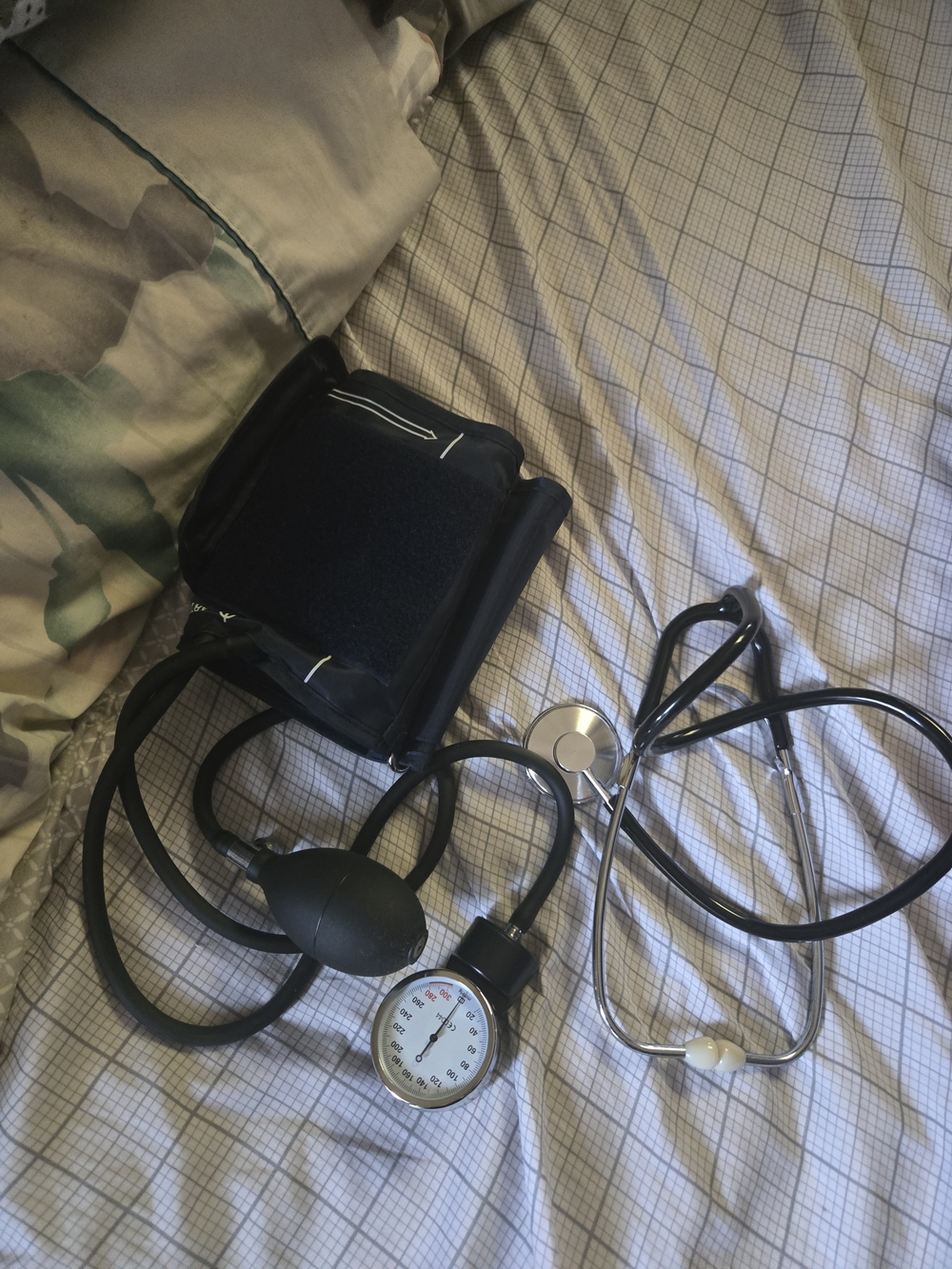 Black Manual Blood Pressure Cuff and Stethoscope Set
